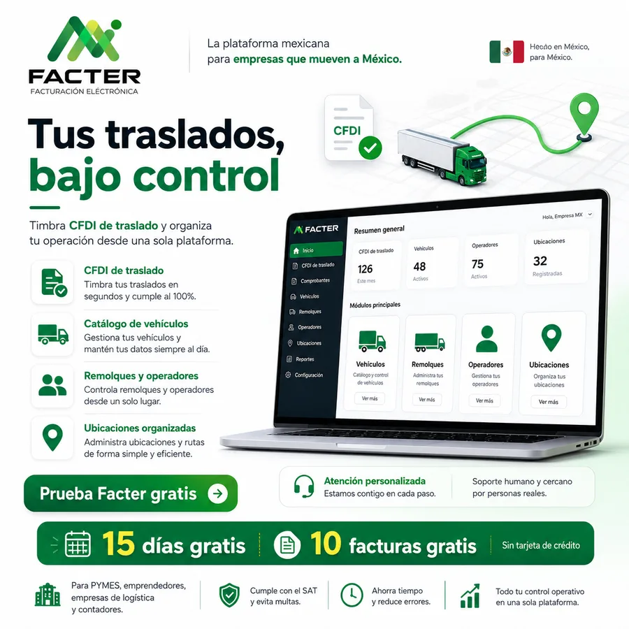 CFDI de Traslado en Facter - Timbra traslados y organiza tu operación
